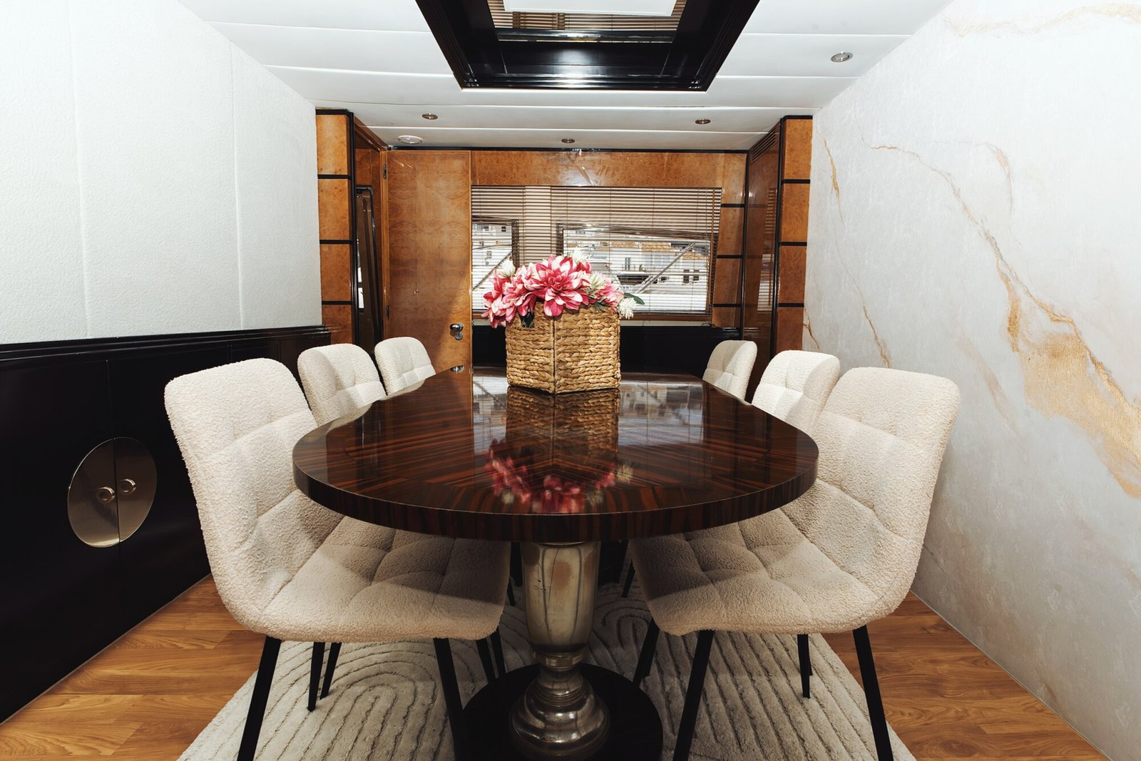 Formal dining table aboard Antago 90 Venus
